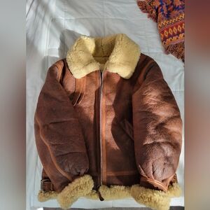 Men's Brown Shearling Leather Jacket